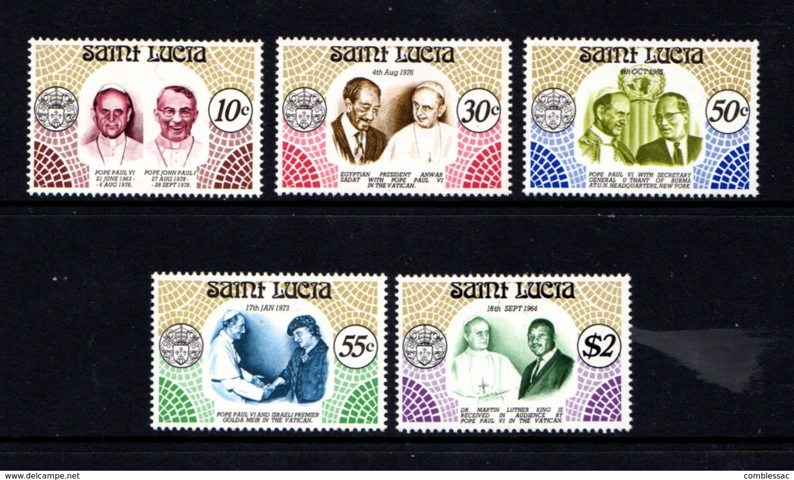 ST  LUCIA    1979    Pope  Paul  VI  Commemoration    Set  Of  5   NNH - St.Lucia (1979-...)