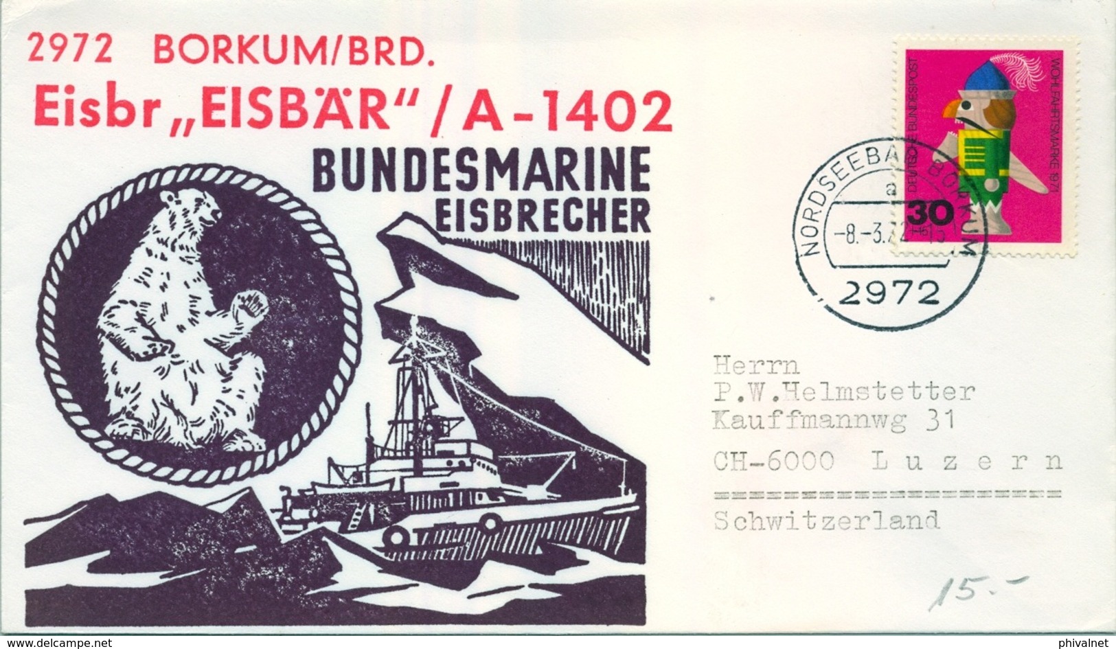 ALEMANIA , CORREO MARÍTIMO , SEA MAIL , SCHIFF POST , ROMPEHIELOS - BUNDES MARINE EISBRECHER , ARTIC - Barcos