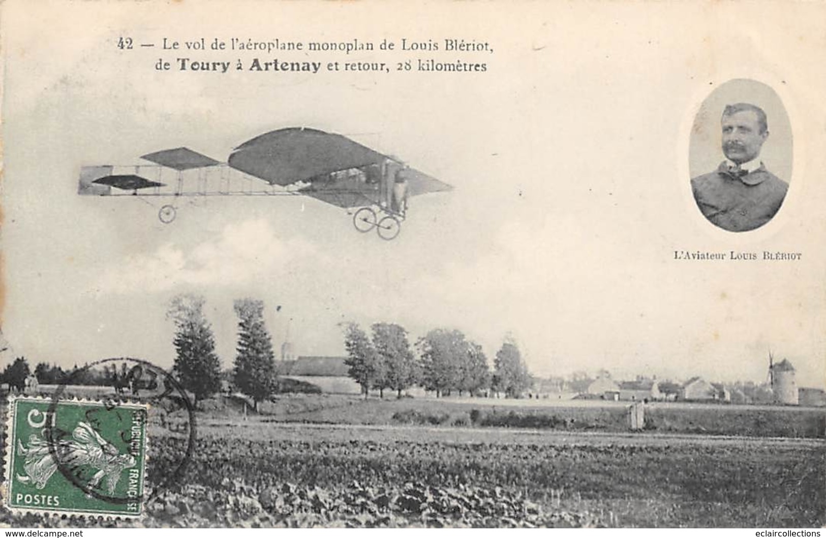 Thème : Aviation . Louis Blériot. De Toury A Artenay   (Voir Scan) - Aviateurs