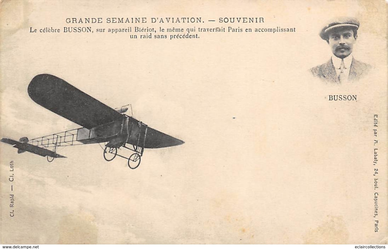 Thème : Aviation . Louis Blériot.   Busson Sur Monoplan     (Voir Scan) - Airmen, Fliers