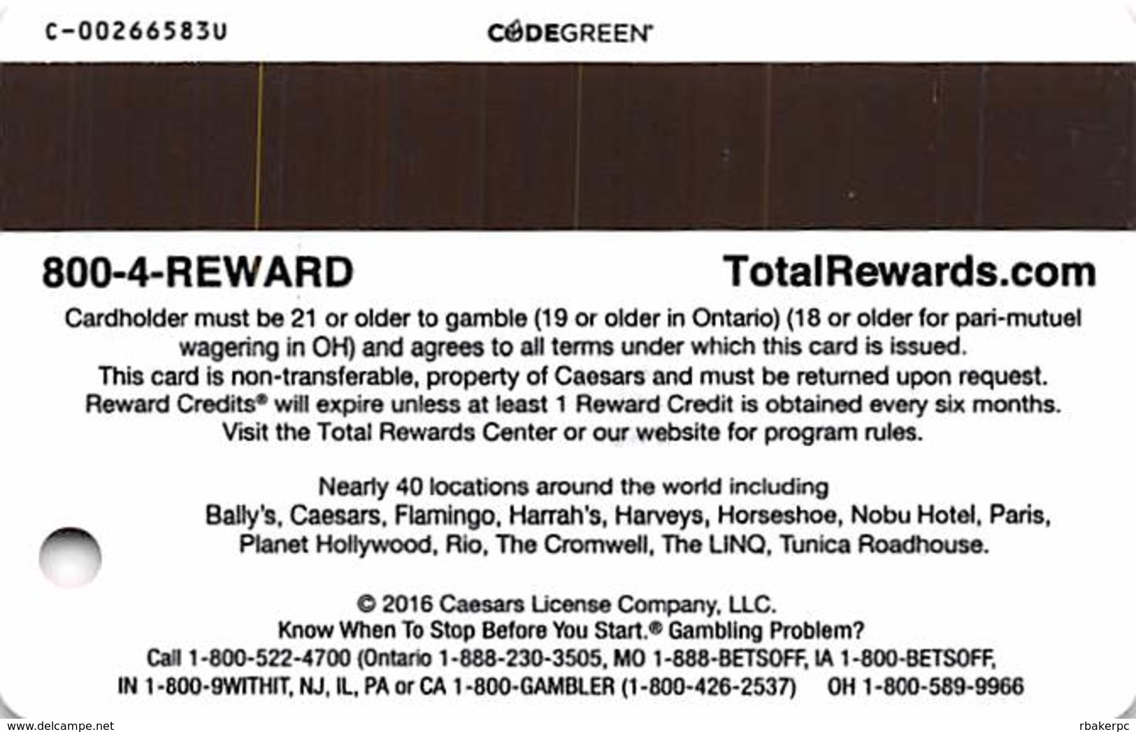 Harrah's Casino Total Rewards Year Of The Monkey 2016 Slot Card BLANK - Casinokarten