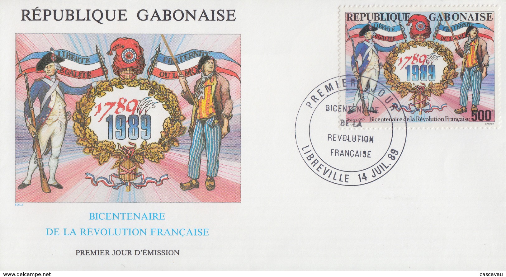 Enveloppe  FDC  1er  Jour   GABON    Bicentenaire  De  La   REVOLUTION   FRANCAISE    1989 - Révolution Française