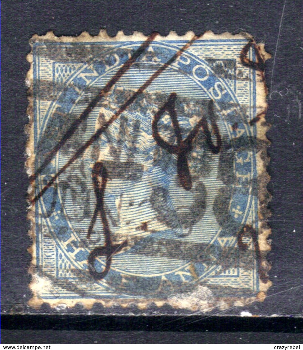 India 1856 - 64 QV 1/2 Anna Blue Used SG 37 ( R1188 ) - 1854 Compagnia Inglese Delle Indie