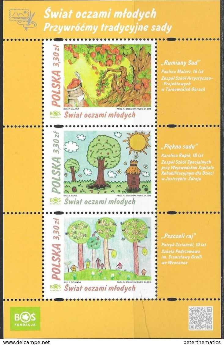 POLAND, 2019, MNH, THE WORLD THROUGH THE EYES OF THE YOUNG, CHILDREN'S DRAWINGS, TREES, SHEETLET - Other & Unclassified