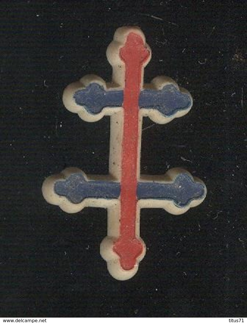 Broche Croix De Lorraine Tricolore - Circa 1945 - Plastique - Andere & Zonder Classificatie