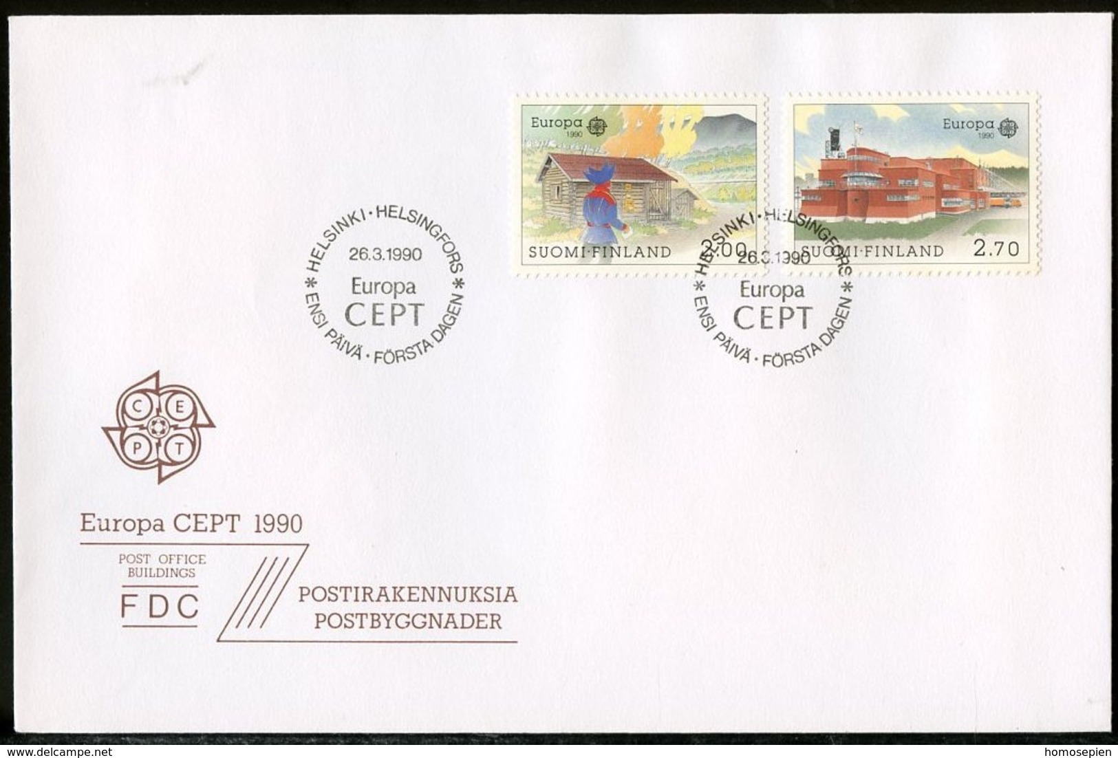 Europa CEPT 1990 Finlande - Finnland - Finland FDC Y&T N°1074 à 1075 - Michel N°1108 à 1109 - 1990