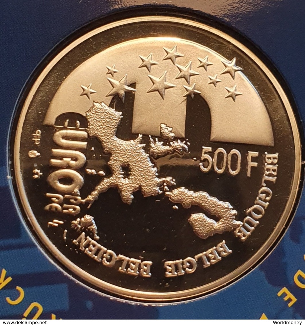 Belgium 500 Francs 2001 (PROOF) "Belgian Presidency Of European Union" - 500 & 5000 Francs (gold)