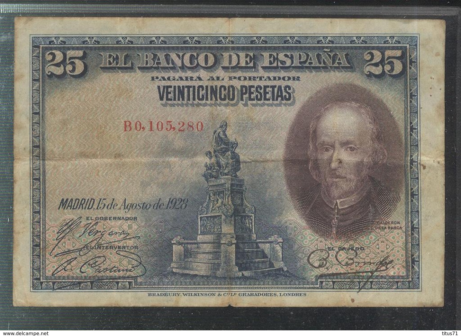 Billet 25 Pesetas 15-8-1928 De La Barca - 25 Pesetas