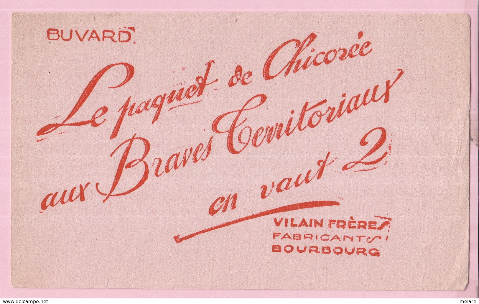 Buvard Chicorée Aux Braves Territoriaux Vilain Frères Bourbourg - Café & Thé