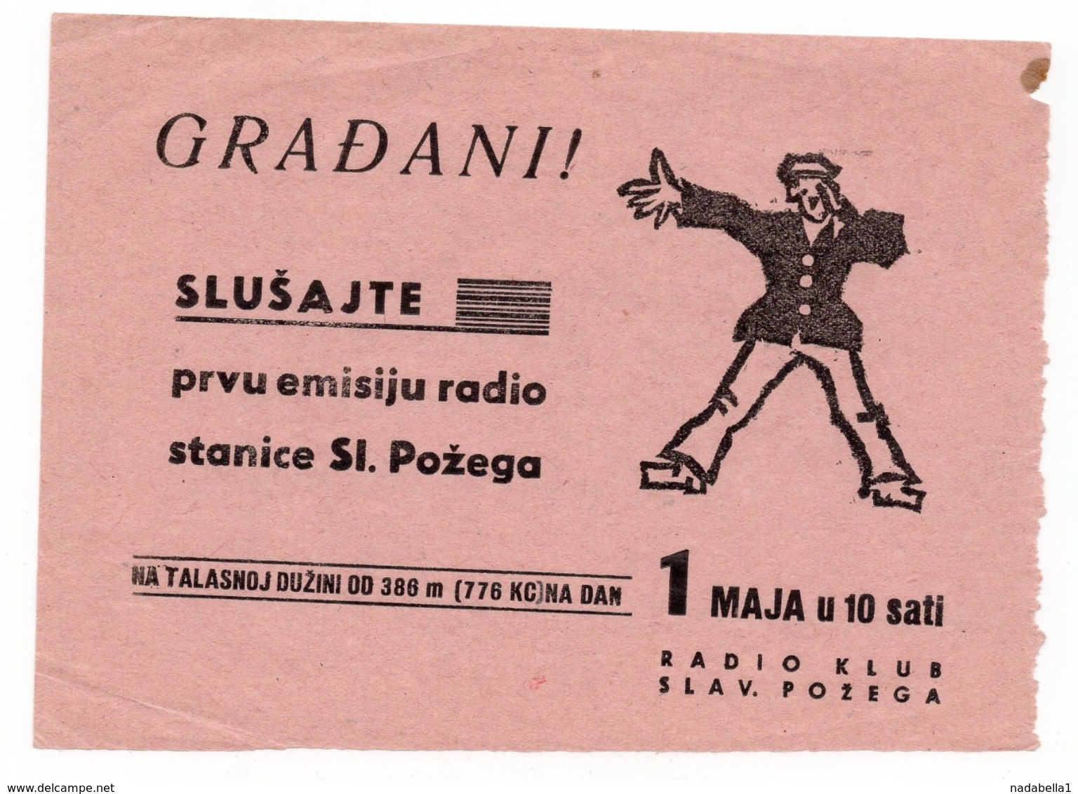 1950? YUGOSLAVIA, CROATIA, RADIO SLAVONSKA POZEGA, ADVERTISEMENT LEAFLET, CLUB RADIO POZEGA - Advertising
