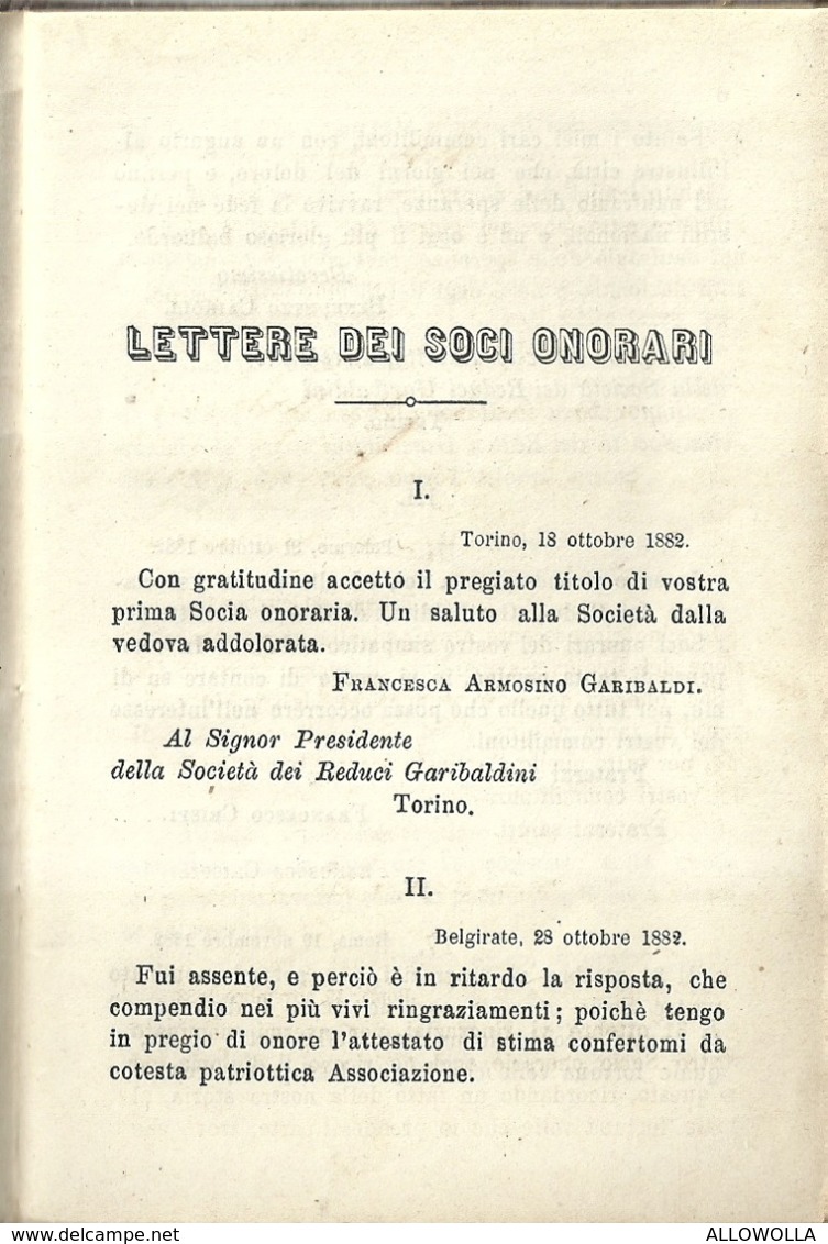 5981 "ASSOCIAZIONE DI MUTUO SOCCORSO DEI REDUCI GARIBALDINI-STATUTO E REGOLAMENTO-TORINO GENNAIO ANNO 1883"48 PAGINE - Documenti Storici