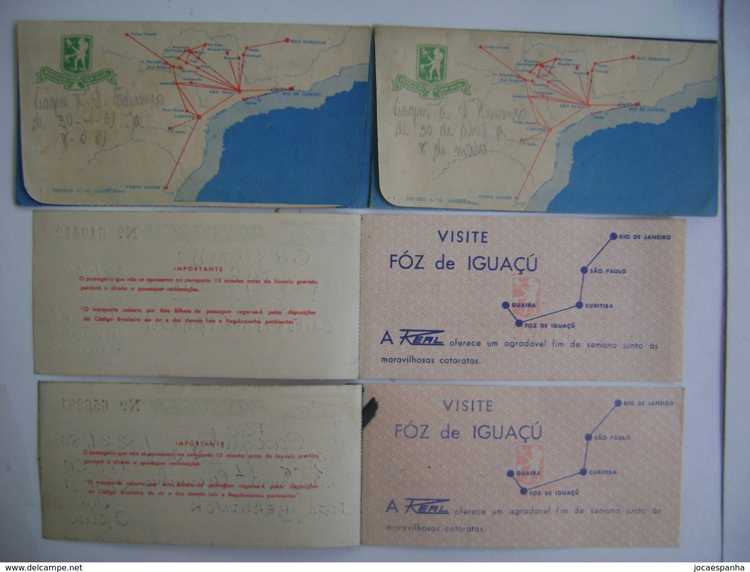 BRAZIL - A LUGGAGE LABEL AND 2 PASSAGES FROM THE REAL AIR TRANSPORT COMPANY IN 1951 IN THE STATE - World