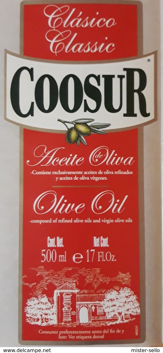 ACEITE DE OLIVA COOSUR CLÁSICO 500 ML ETIQUETA NUEVA - MINT. - Otros & Sin Clasificación