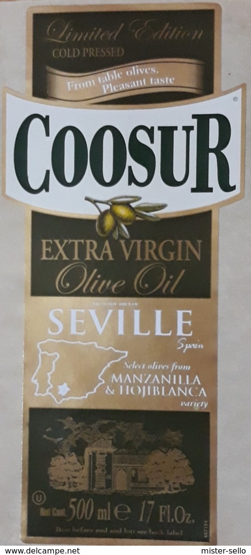 ACEITE DE OLIVA COOSUR SEVILLE 500 ML ETIQUETA NUEVA - MINT. - Otros & Sin Clasificación