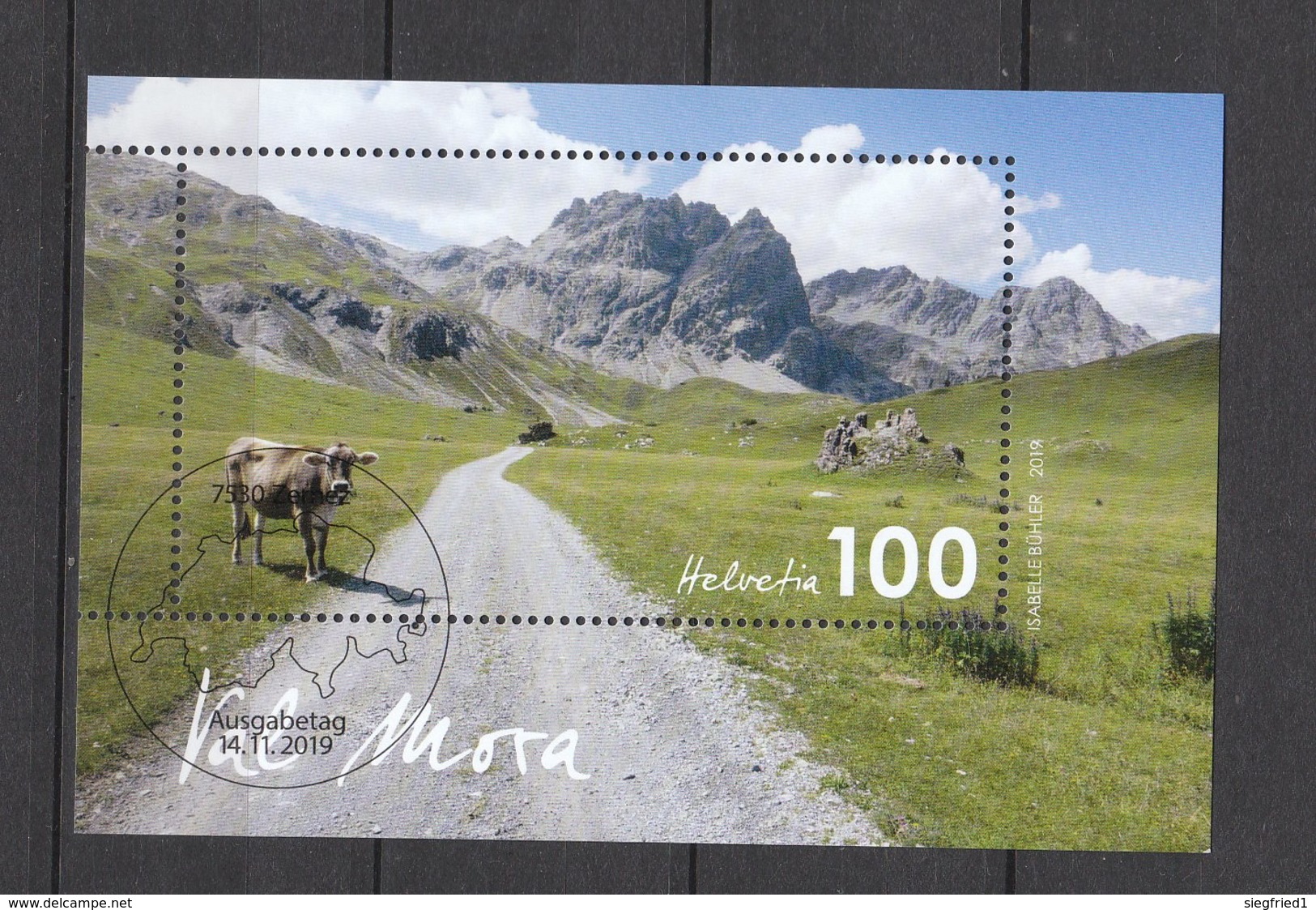 Schweiz  Gestempelt  Block  Schweizer Landschaft Val Mora Neuausgabe 14.11.2019 - Gebraucht