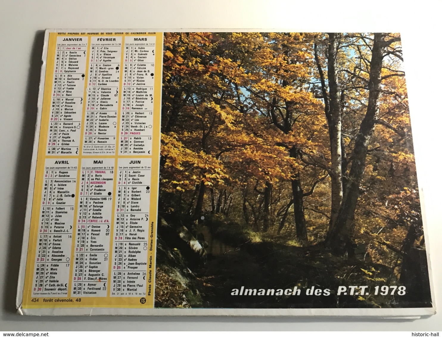 Calendrier - Almanach Des P.T.T  AIN - 1978 - Foret Cevenole / Fontaine De Vaucluse - Grand Format : 2001-...