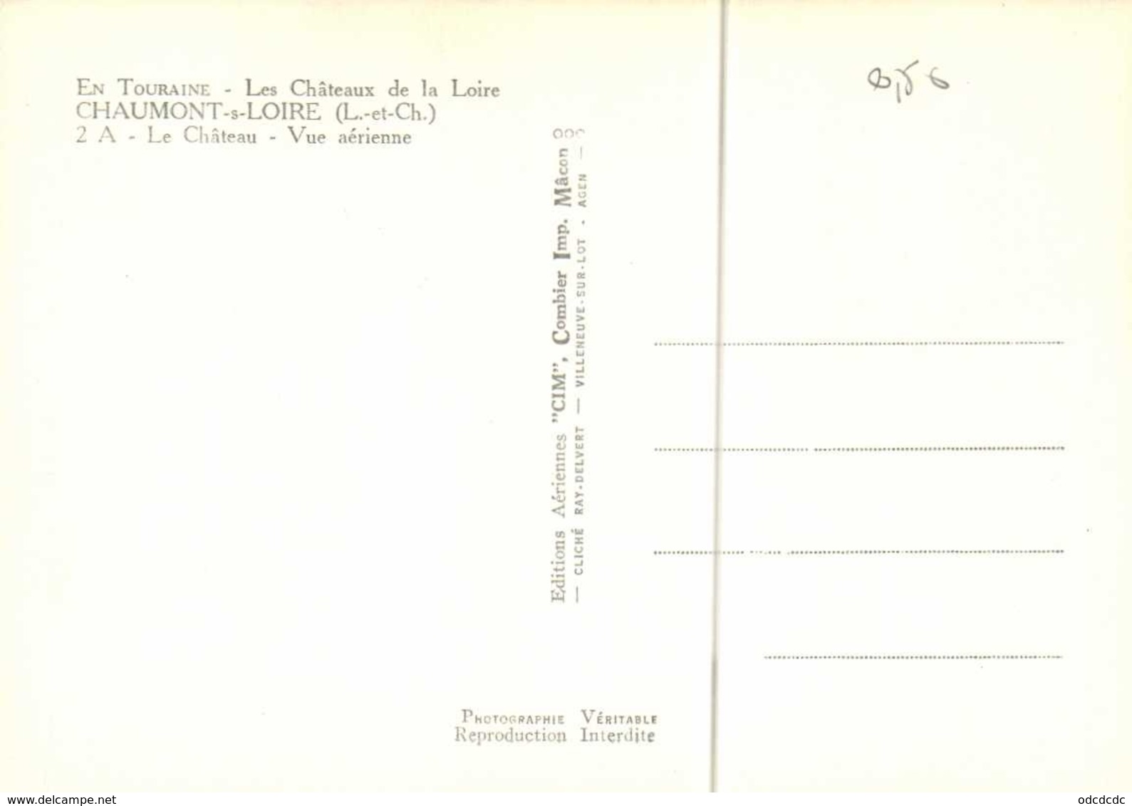 CPSM Grand Format CHAUMONT S/ LOIRE  Le Chateau Vue Aérienne 2 RV Combier - Altri & Non Classificati