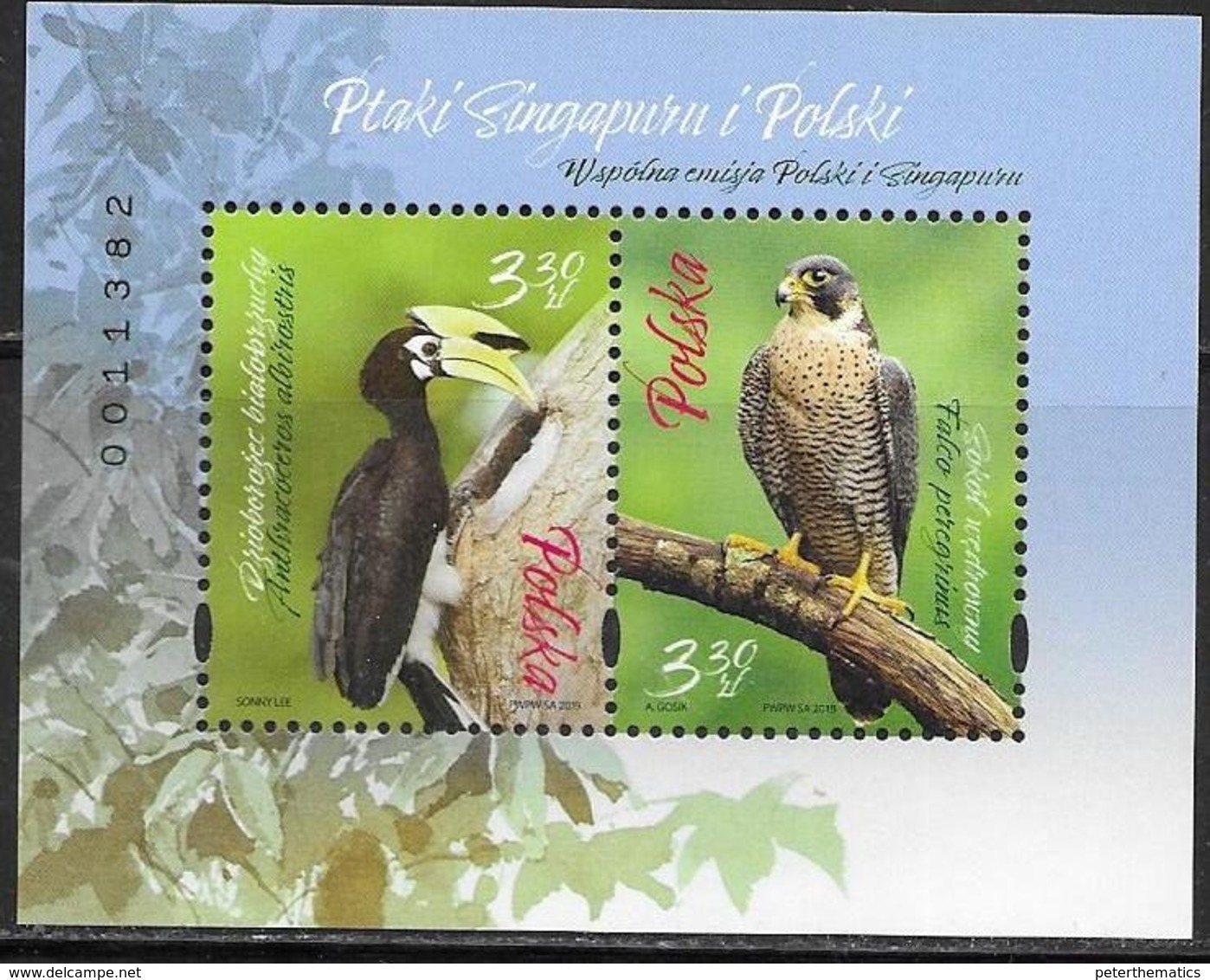 POLAND, 2019, MNH, JOINT ISSUE WITH SINGAPORE, BIRDS, BIRDS OF PREY, TOUCANS, SHEETLET - Eagles & Birds Of Prey