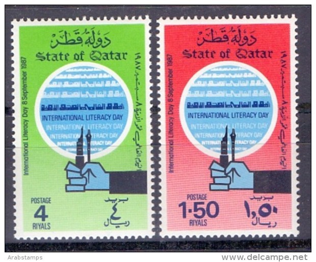 1987 QATAR World Literacy Day Complete Set 2 Values (MNH) - Qatar