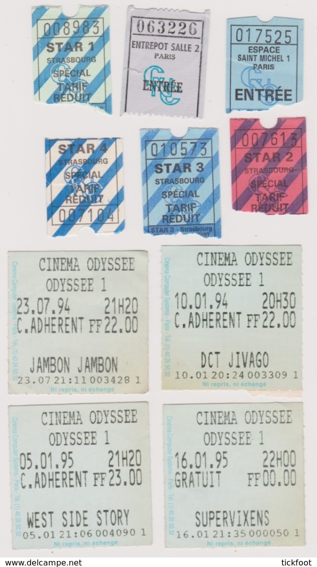 Lot 10 Tickets De Cinéma Star Et Odyssée Strasbourg + Espace St Michel Et Entrepôt Paris - Tickets - Entradas