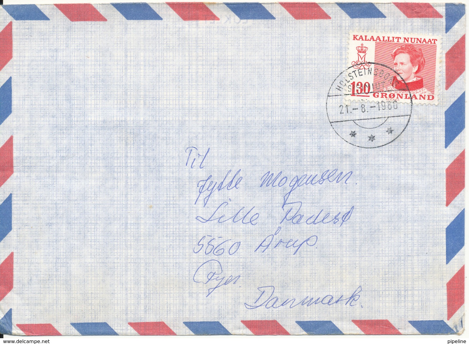 Greenland Air Mail Cover Sent To Denmark Holsteinsborg 21-8-1980 - Brieven En Documenten