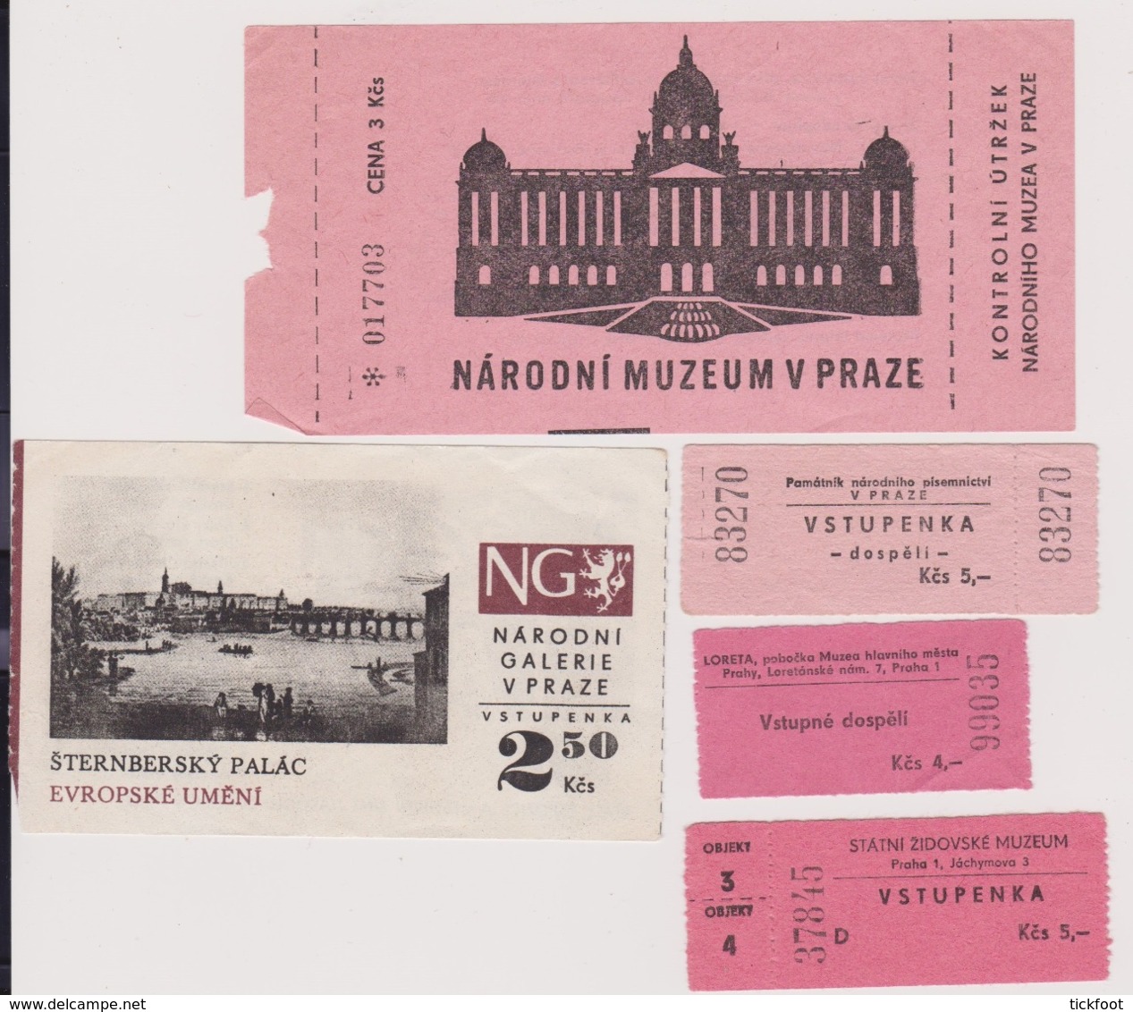 Lot 5 Tickets Visites Château Et Musée De Prague République Tchèque Années 80' - Tickets - Entradas