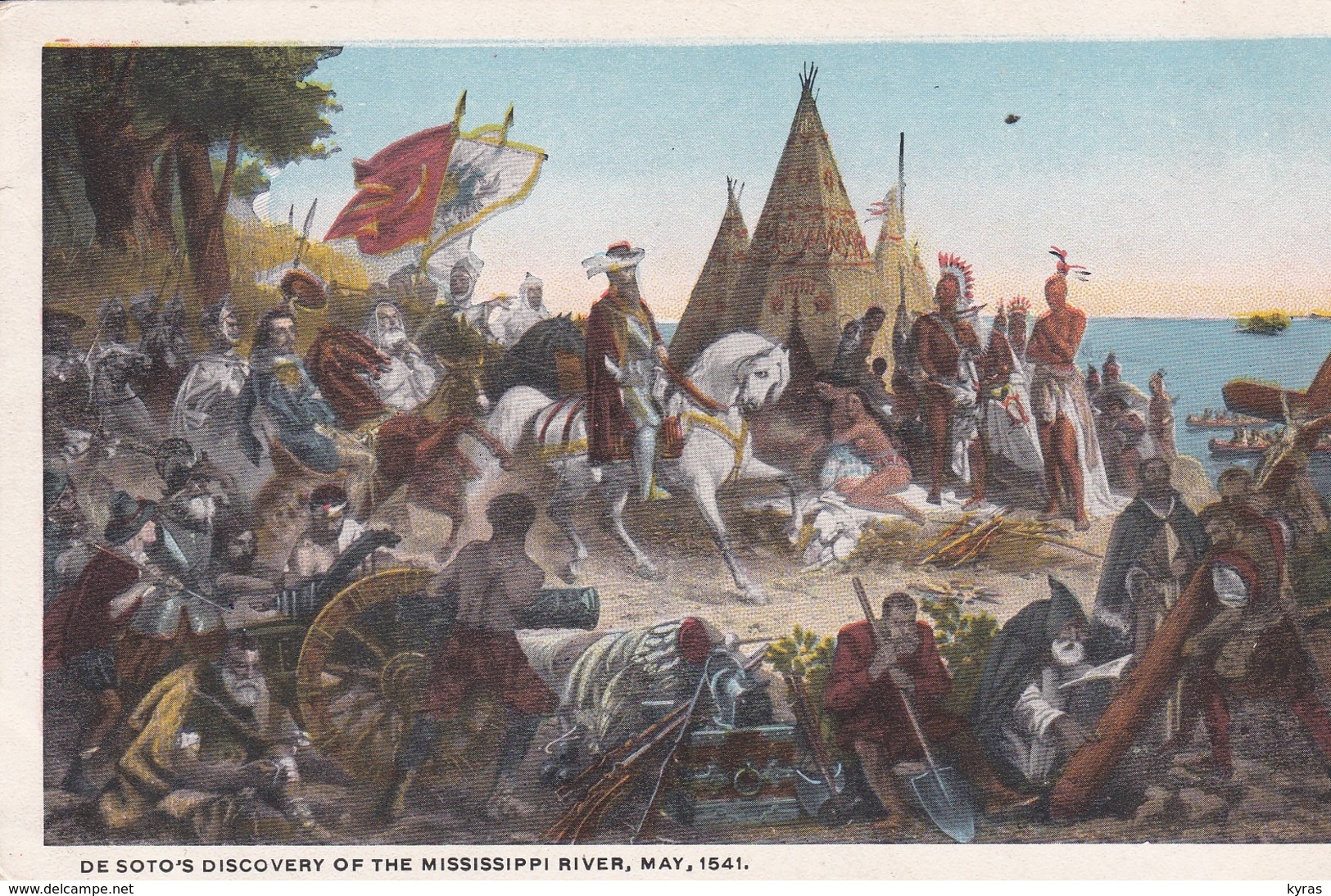 U.S.A. DE SOTO'S DISCOVERY OF THE MISSISSIPI RIVER May 1541 (Painting By W.H. POWELL In The Capitol, Washington) - Otros & Sin Clasificación