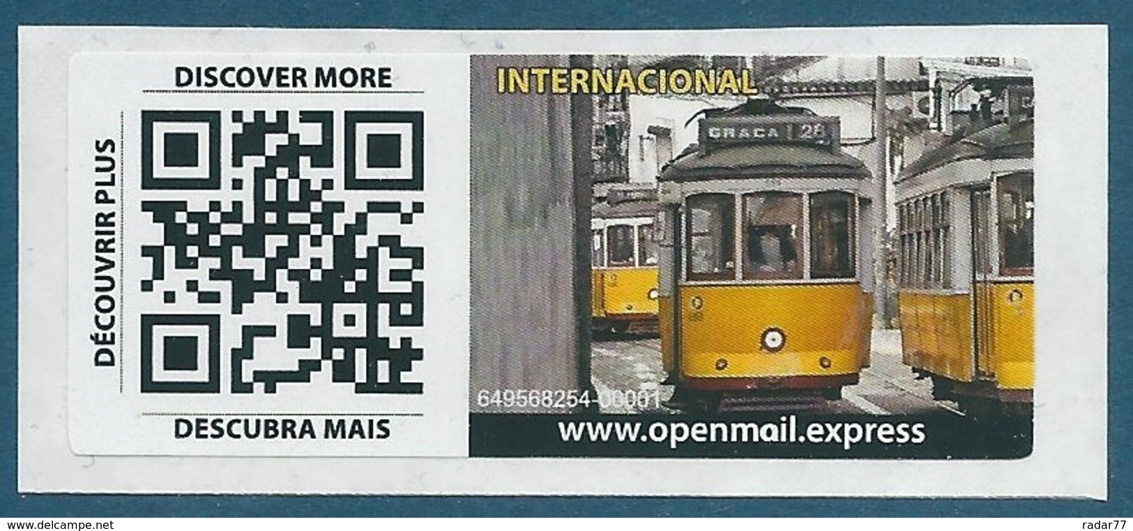 Timbre Autoadhésif - Poste Privée Portugaise Openmail à Destination De L'international - Tramway De Lisbonne - Neuf** - Tranvie