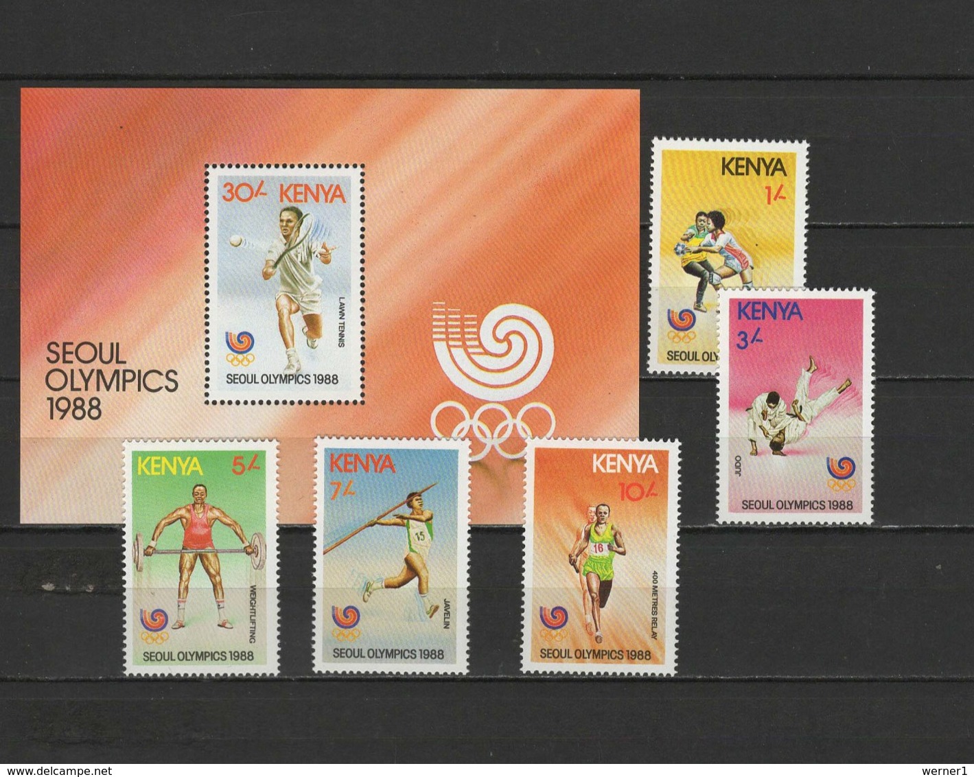 Kenya 1988 Olympic Games Seoul, Tennis, Judo Etc. Set Of 5 + S/s MNH - Sommer 1988: Seoul