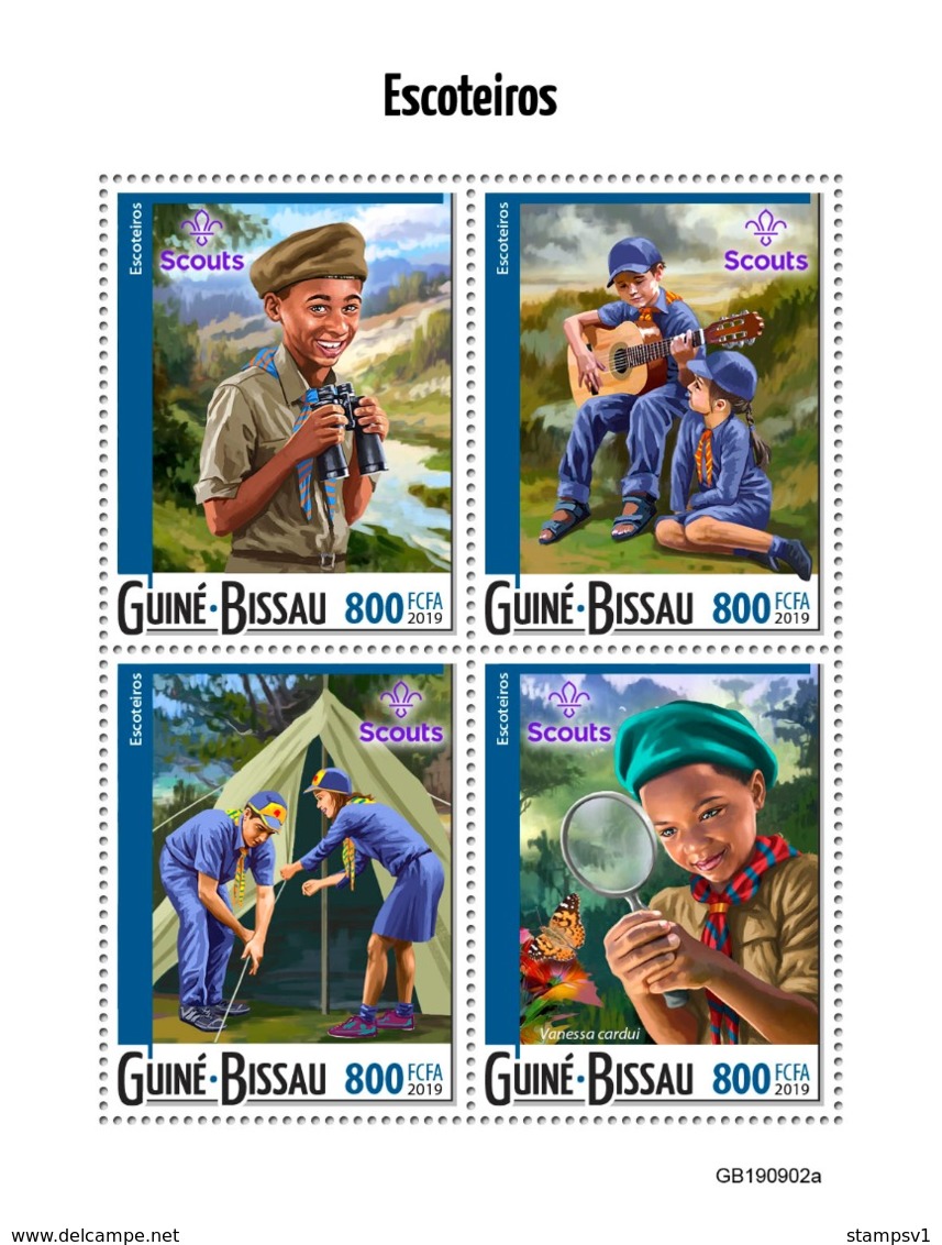 Guinea Bissau. 2019 Scouts. Butterflies. (0902a)  OFFICIAL ISSUE - Farfalle
