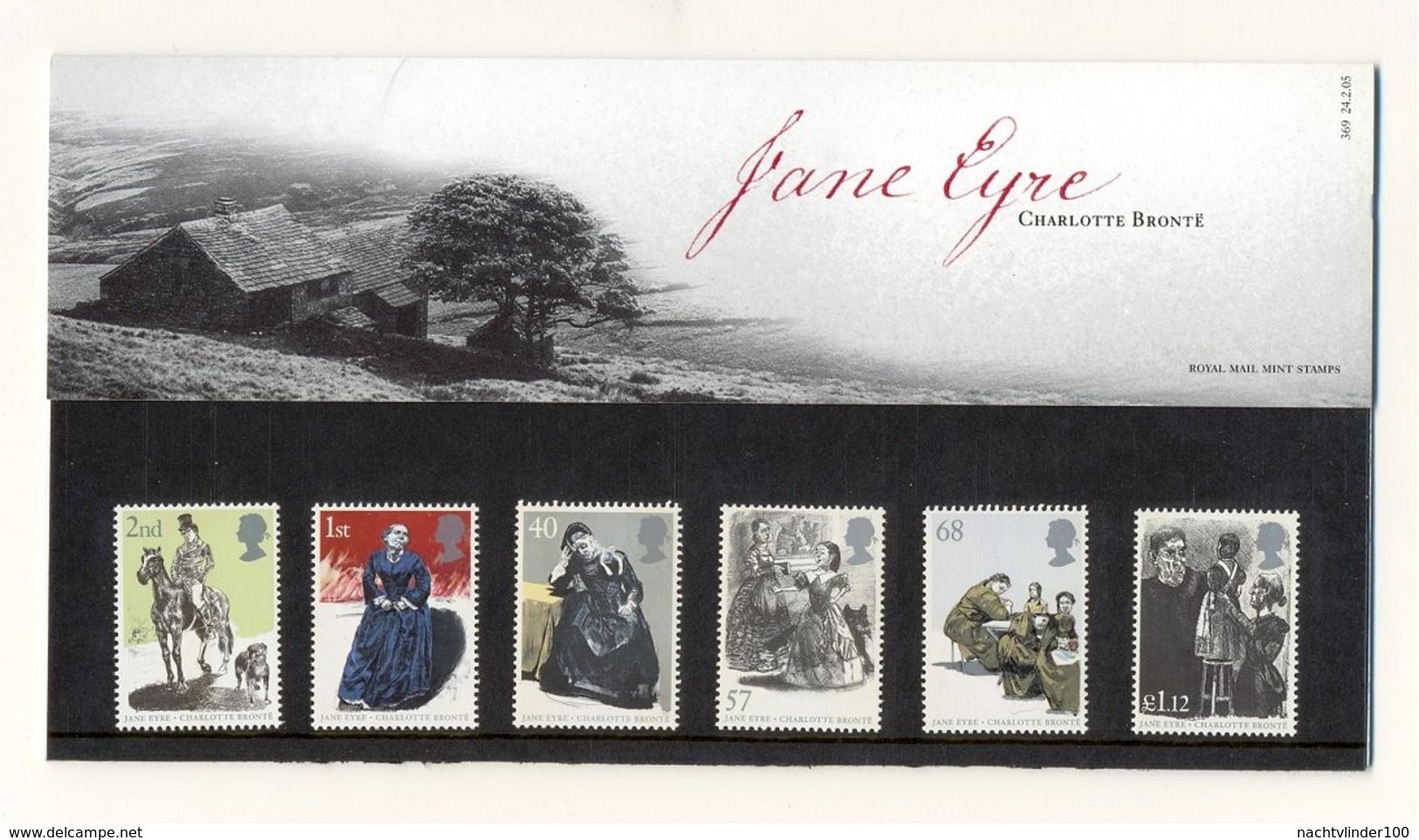 Nbd0166b HOND PAARD DOG HORSE JANE EYRE CHARLOTTE BRONTË BOOK FAMOUS PEOPLE GREAT BRITAIN 2005 PRESENTATION PACK PF/MNH - Cuentos, Fabulas Y Leyendas