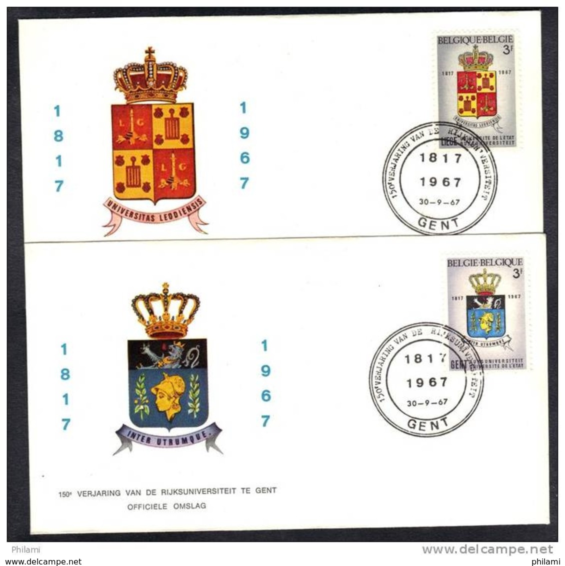 BELGIQUE COB N° 1433/4 OBL GENT, FDC 150e ANNIVERSAIRE DE L' UNIVERSITE DE LIEGE. (AF13) - 1961-1970