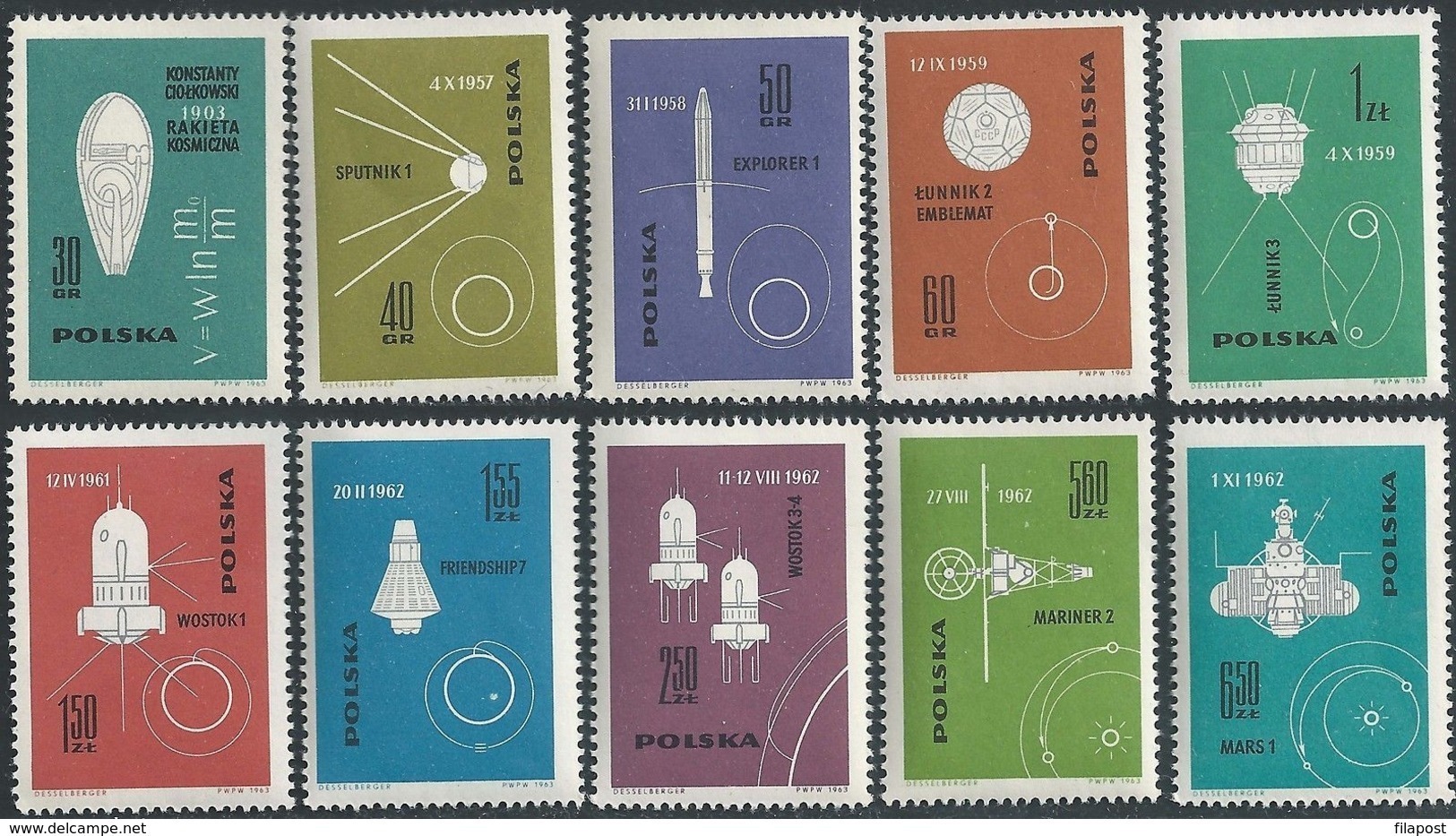 Poland 1963 Acquiring Space Mars  Wostok Explorer Full Of Set MNH ** - Europa