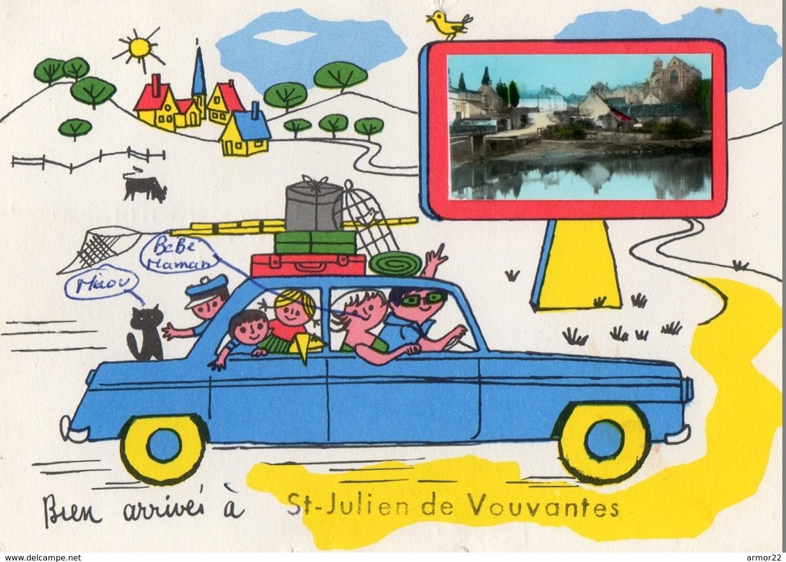 Saint Julien De Vouvantes Bien Arrivés Photo + Illustration Famille En Voiture - Saint Julien De Vouvantes