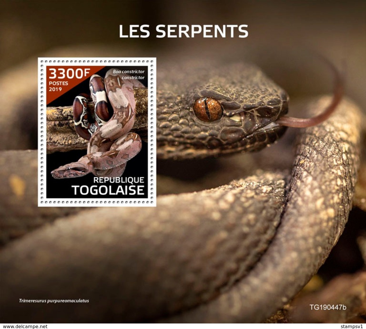 Togo. 2019 Snakes. (0447b)  OFFICIAL ISSUE - Snakes