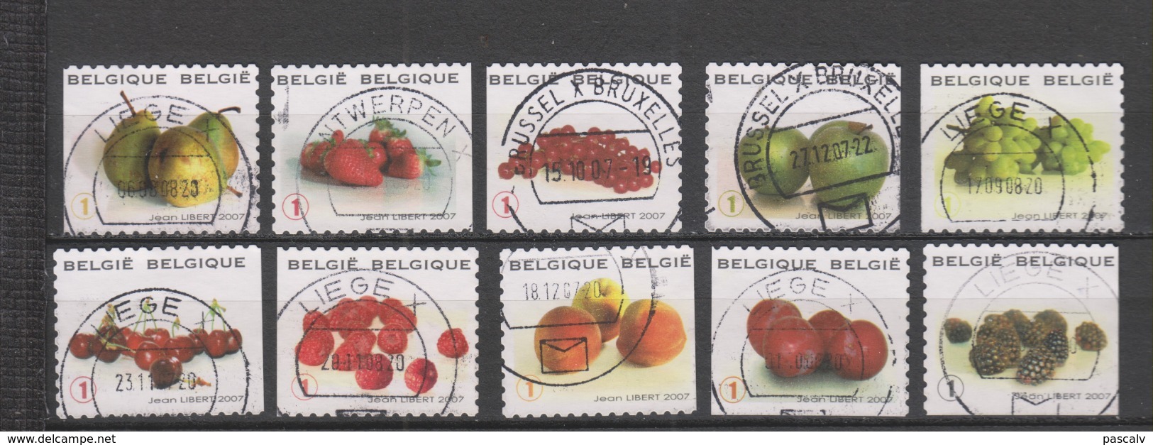 COB 3685 / 3694 Oblitération Centrale Les Fruits Pomme Poire Cerise Raisin - Used Stamps
