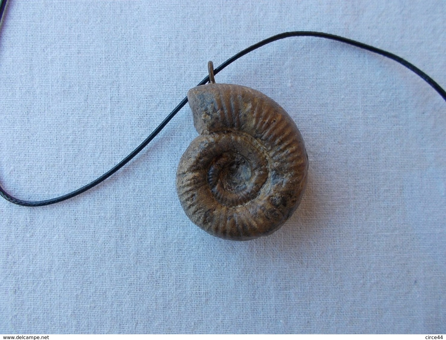 CADEAU  ORIGINAL.AMMONITE  FOSSILE MONTEE EN PENDENTIF.LONGUEUR DU CORDON REGLABLE.ORIGINE MAINE ET LOIRE. - Fossilien