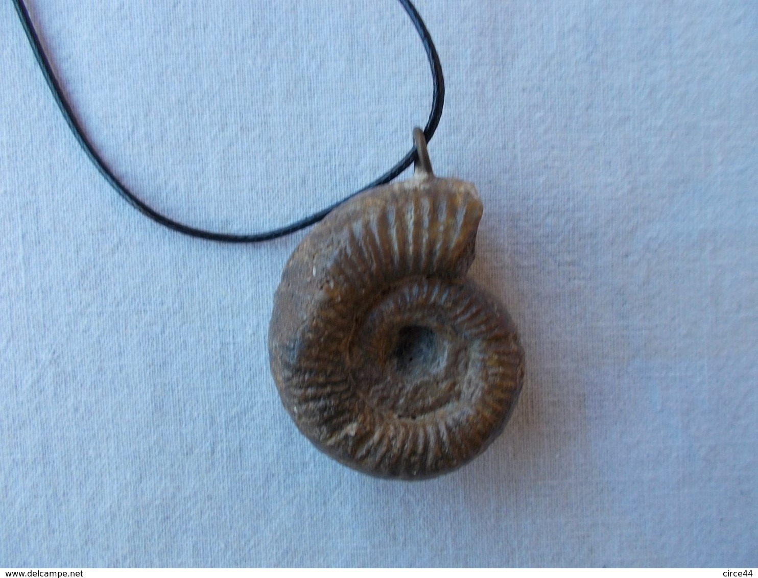 CADEAU  ORIGINAL.AMMONITE  FOSSILE MONTEE EN PENDENTIF.LONGUEUR DU CORDON REGLABLE.ORIGINE MAINE ET LOIRE. - Fósiles