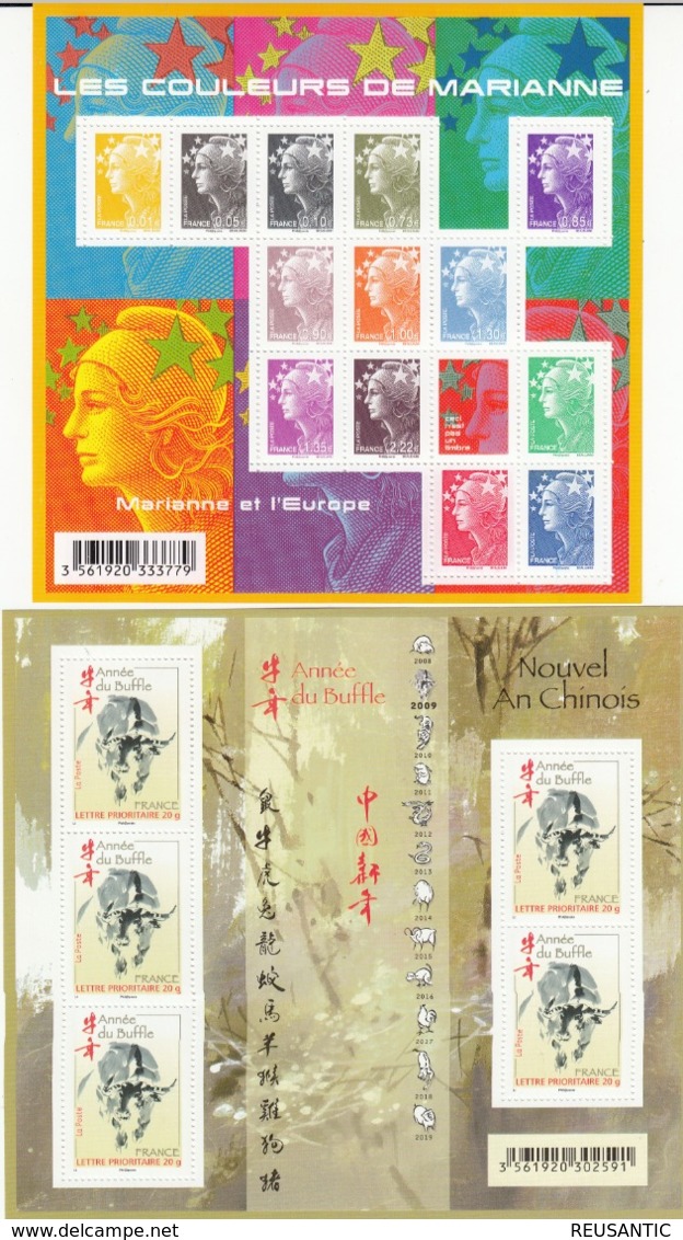 FRANCE ANÉE COMPLETE 2009  - TIMBRES + BLOCS ET FEUILLETS +CARNETS + BLOCS SOUVENIRS ---VOIR LES IMAGES--- - Neufs