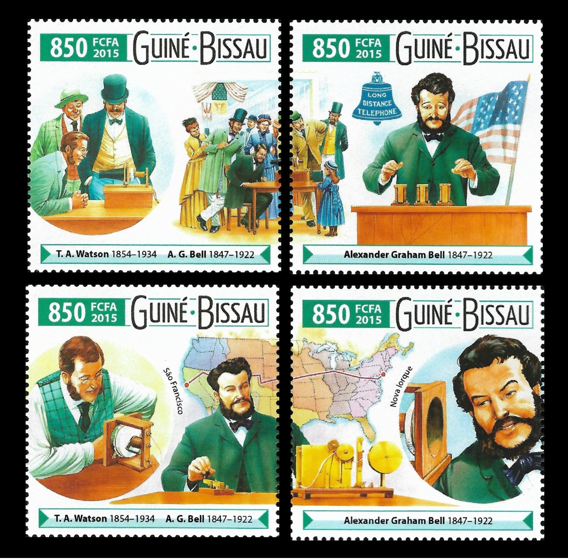 Guinea Bissau T.A. Watson Graham Bell Telephone Inventor 4v Set Michel:8076-8079 - Altri & Non Classificati