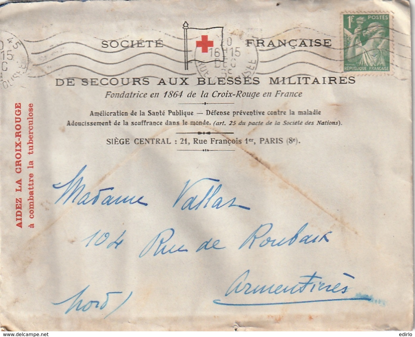 ***  Letttre Croix Rouge Française Et Courrier à Entête Croix Rouge  - MILITARIA  Guerre 39/40 -daté 1939 - Covers & Documents