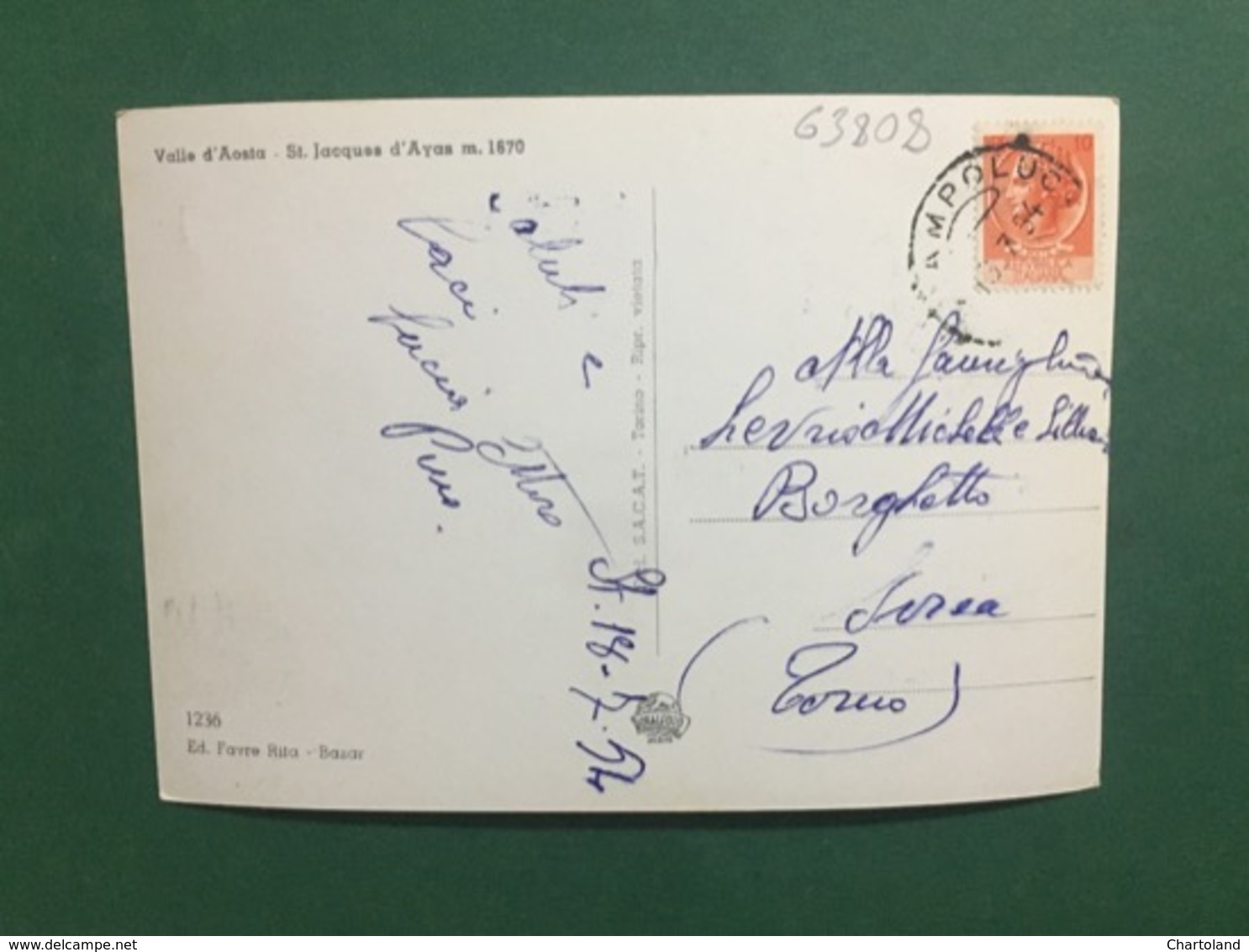 Cartolina Valle D'Aosta - St . Jacques D'Ayas - 1954 - Other & Unclassified