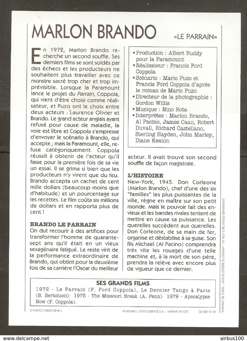 PORTRAIT DE STAR 1972 ÉTATS UNIS USA - ACTEUR MARLON BRANDO LE PARRAIN - UNITED STATES USA ACTOR CINEMA FILM PHOTO - Photos