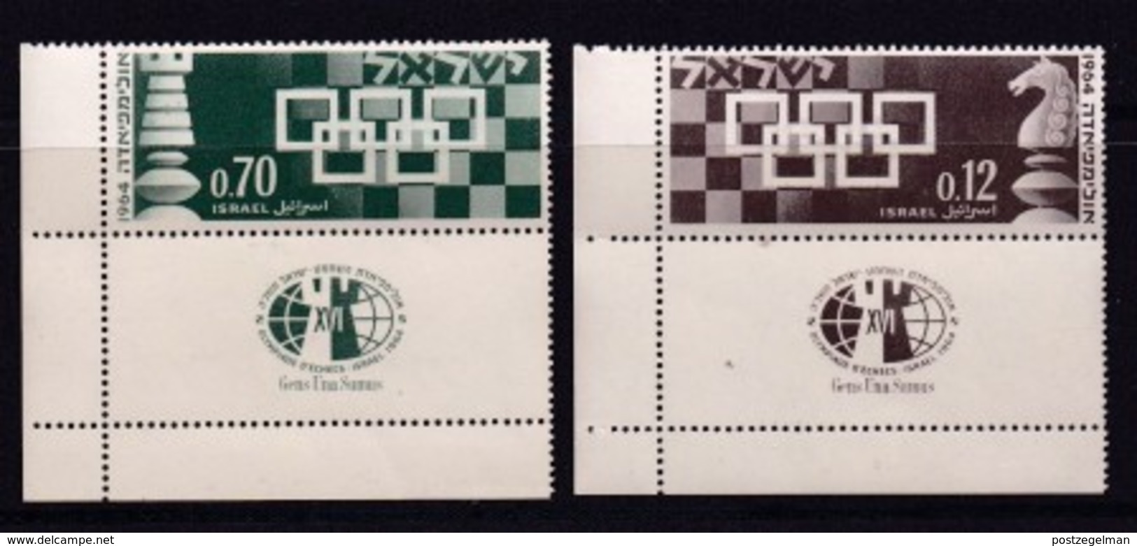 ISRAEL, 1964, Unused Stamp(s), With Tab, Chess Olympiade, SG288-289, Scannr. 17589 - Ongebruikt (met Tabs)