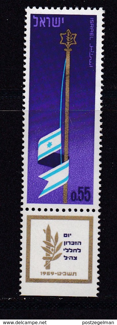 ISRAEL, 1969, Unused Stamp(s), With Tab, Memorial Day, SG409, Scannr. 17612 - Ongebruikt (met Tabs)