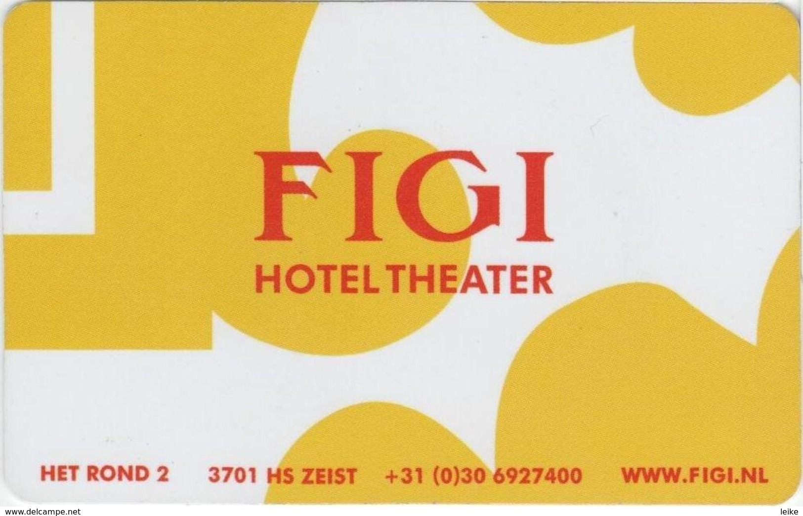 Figi-Hotel-Theater  Netherlands [1792]--key Card, Room Key, Schlusselkarte, Hotelkarte - Cartes D'hotel