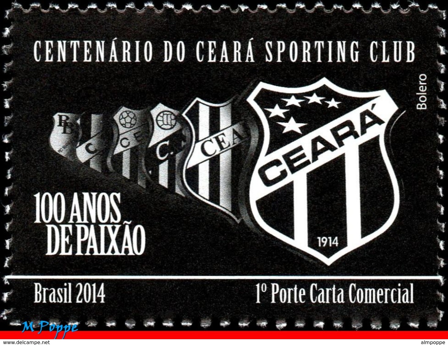 Ref. BR-3266+75+82 BRAZIL 2014 FOOTBALL SOCCER, PAYSANDU,CEARA,PALMEIRAS,, CENT., FAMOUS CLUBS, MNH 3V Sc# 3266+75+82 - Ungebraucht