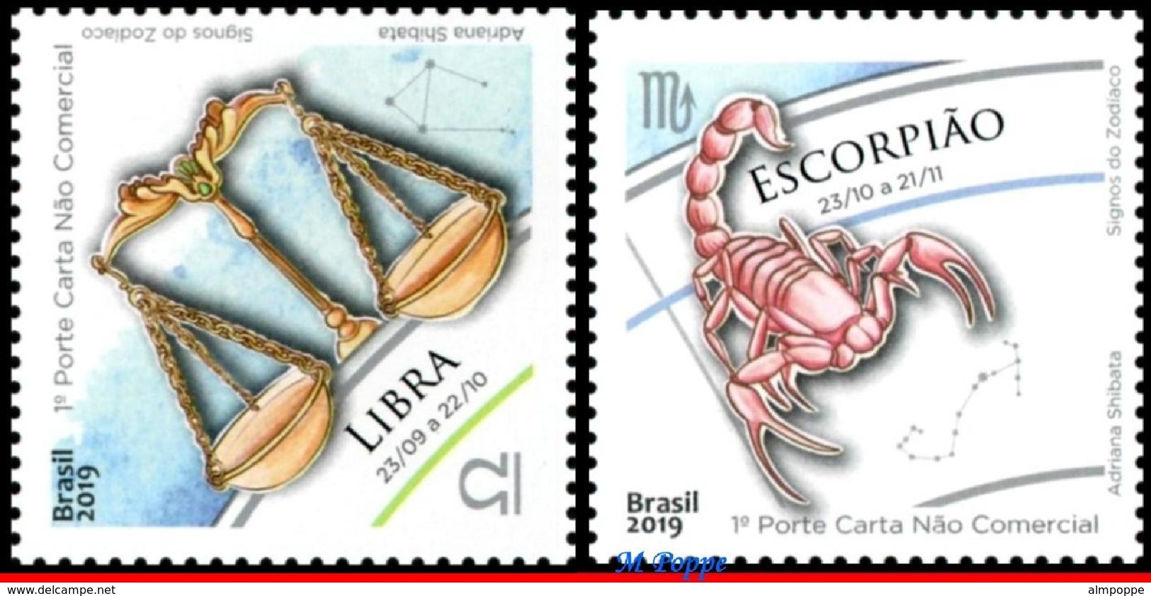 Ref. BR-SIGN BRAZIL 2019 2020 ASTROLOGY, ZODIAC SIGNS, CONSTELLATION, SET COMPLETE MNH 12V