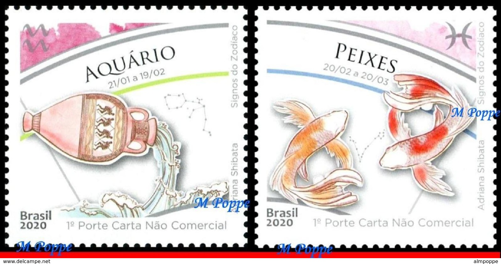 Ref. BR-SIGN BRAZIL 2019 2020 ASTROLOGY, ZODIAC SIGNS, CONSTELLATION, SET COMPLETE MNH 12V