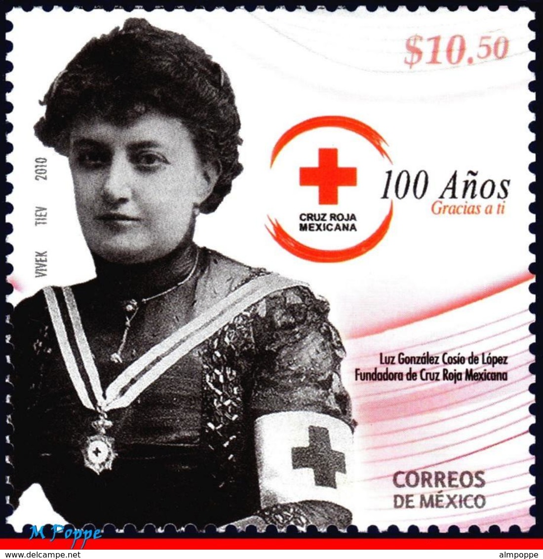 Ref. MX-2672 MEXICO 2010 HEALTH, RED CROSS, 100 YEARS,, MNH 1V Sc# 2672 - Rode Kruis